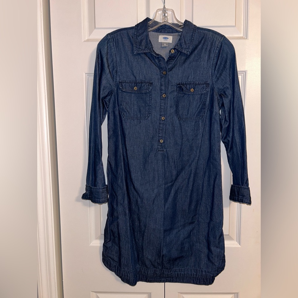 Old Navy, Long Sleeve Blue buttoned down casual dress XS